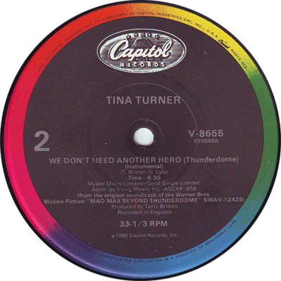 Tina Turner : We Don't Need Another Hero (Thunderdome) (12",33 ⅓ RPM,Single)