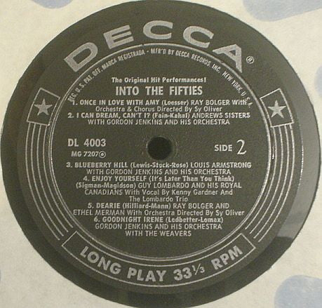 Various : The Original Hit Performances Into The Fifties (LP,Compilation)