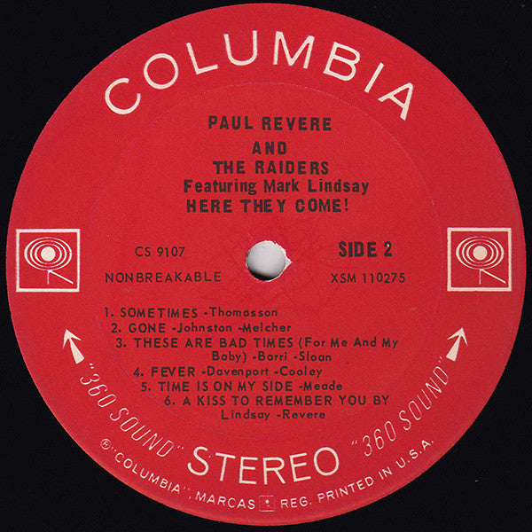 Paul Revere & The Raiders Featuring Mark Lindsay : Here They Come! (LP,Album,Stereo)