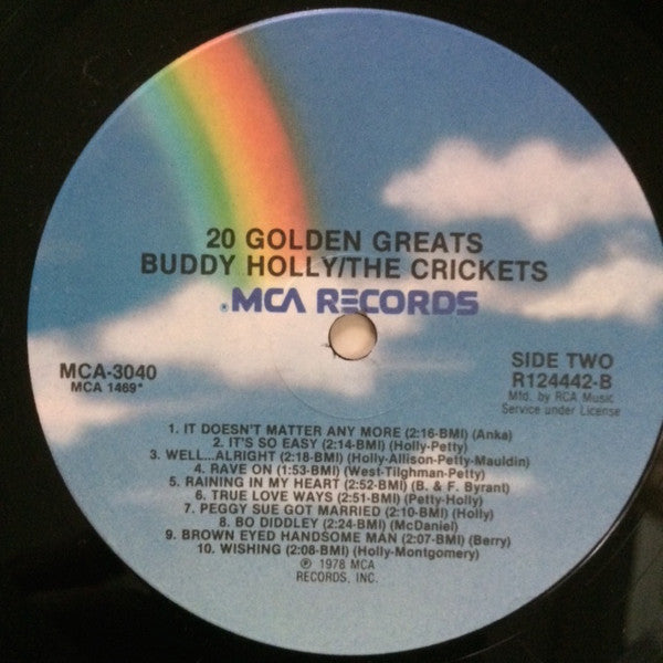 Buddy Holly / Crickets (2), The : 20 Golden Greats (LP,Compilation,Club Edition,Stereo)