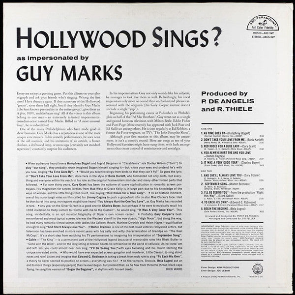 Guy Marks : Hollywood Sings? As Impersonated By Guy Marks (LP,Mono)