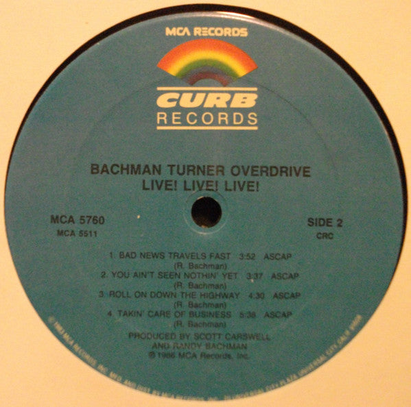 Bachman-Turner Overdrive : Live! Live! Live! (LP,Album,Club Edition)