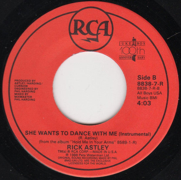 Rick Astley : She Wants To Dance With Me (7",45 RPM,Single)