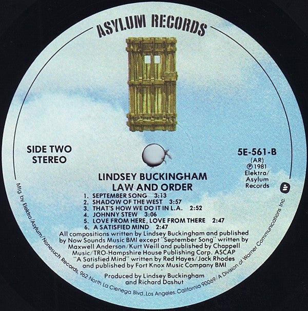 Lindsey Buckingham : Law And Order (LP,Album)