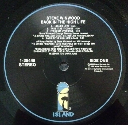 Steve Winwood : Back In The High Life (LP,Album,Stereo)