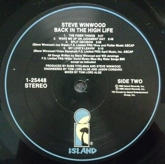Steve Winwood : Back In The High Life (LP,Album,Stereo)