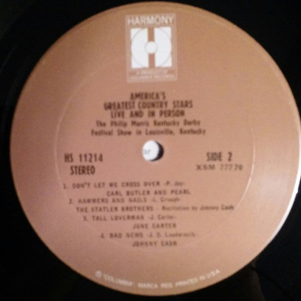 Various : America's Greatest Country Stars Live And In Person (LP,Album,Compilation,Reissue,Stereo)