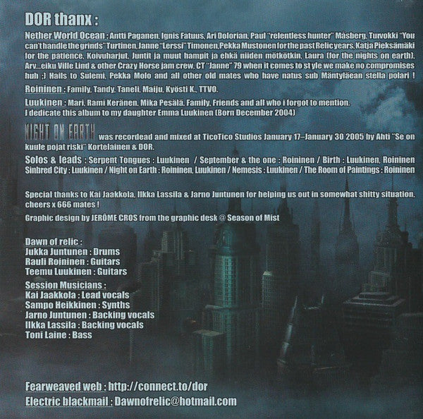 Dawn Of Relic : Night On Earth (Album)