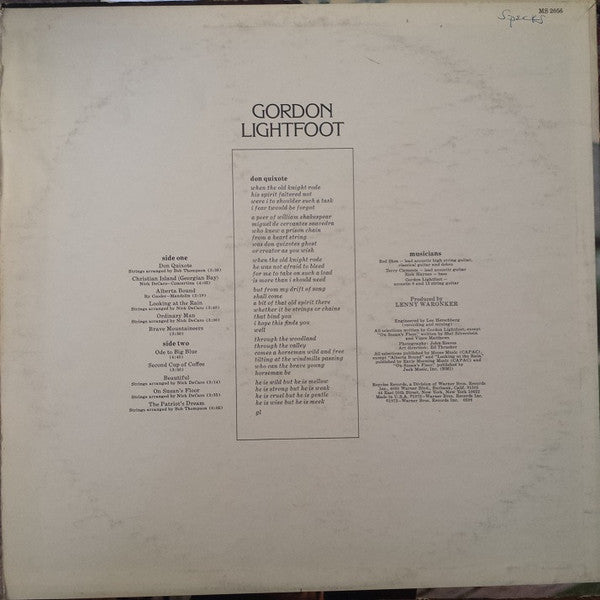 Gordon Lightfoot : Don Quixote (LP,Album)