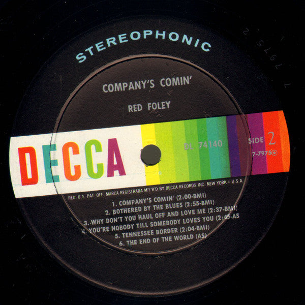 Red Foley : Company's Comin' (LP,Album,Stereo)