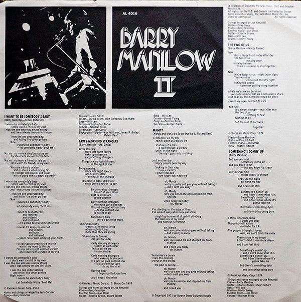 Barry Manilow : Barry Manilow II (LP,Album,Reissue)