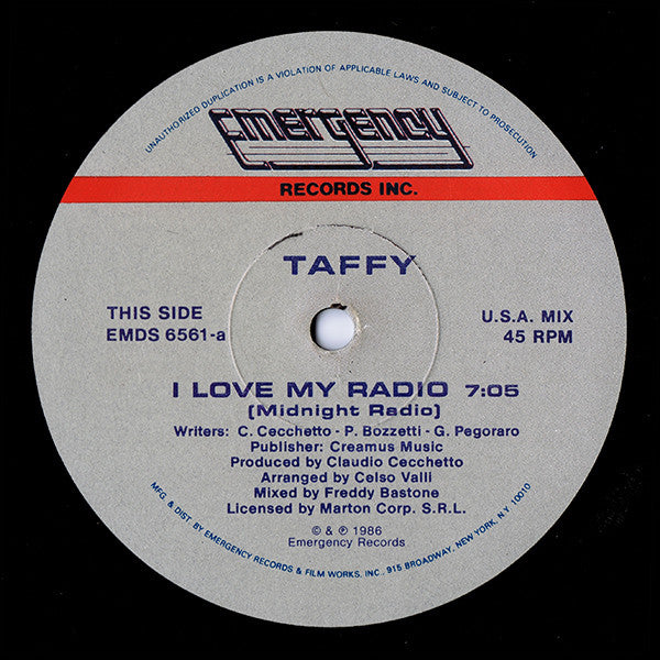 Taffy : I Love My Radio (Midnight Radio) (12",45 RPM)