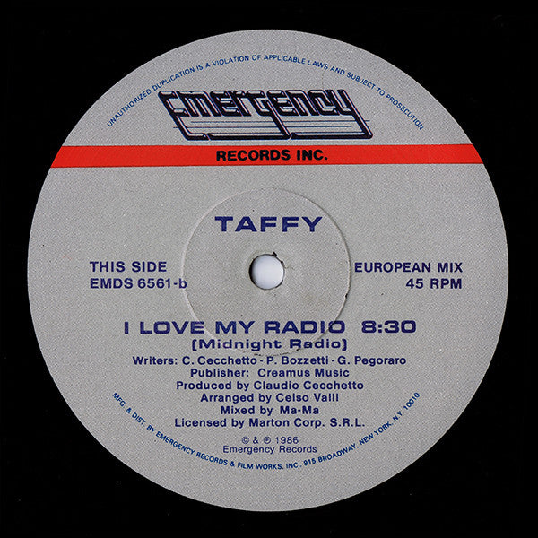 Taffy : I Love My Radio (Midnight Radio) (12",45 RPM)