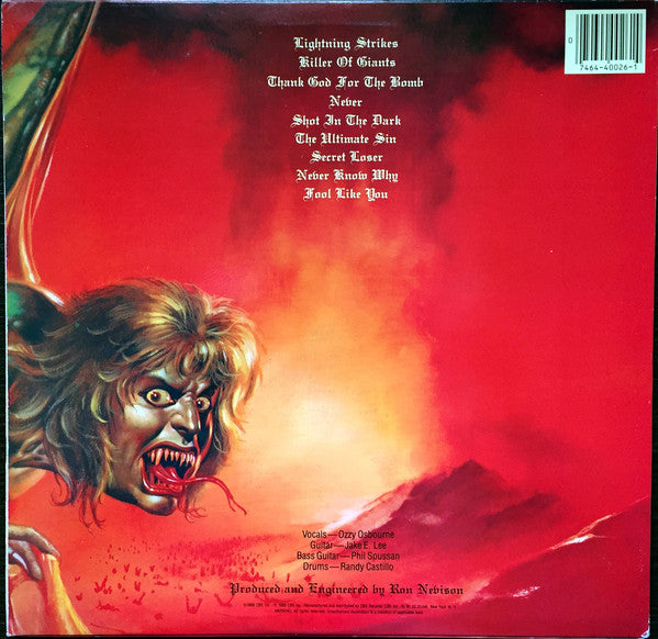 Ozzy Osbourne : The Ultimate Sin (LP,Album)