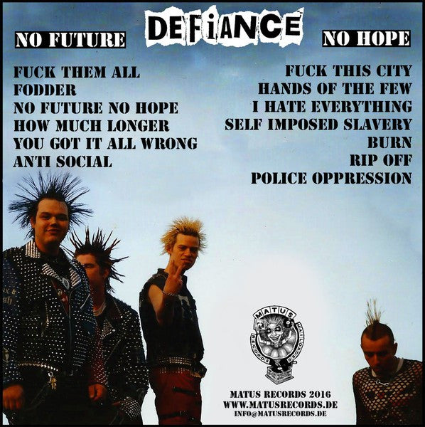 Defiance (2) : No Future No Hope (LP,Album,Limited Edition,Reissue)
