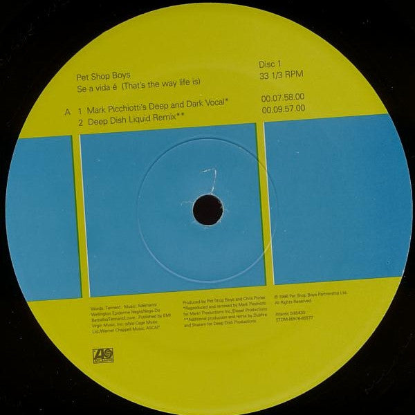 Pet Shop Boys : Se A Vida É (That's The Way Life Is) And To Step Aside (The Remixes) (12",33 ⅓ RPM)