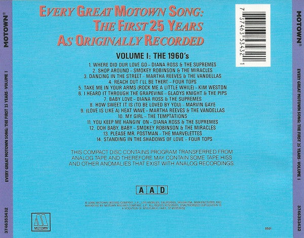 Various : Every Great Motown Song: The First 25 Years - Volume 1: The 1960's (Compilation)