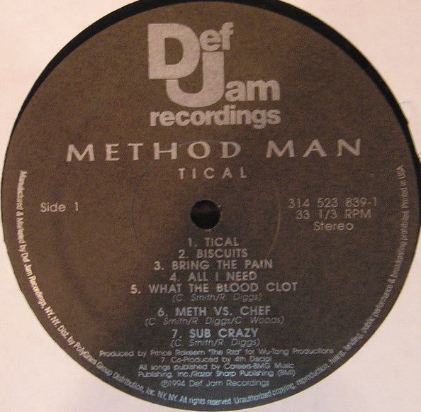 Method Man : Tical (LP,Album)