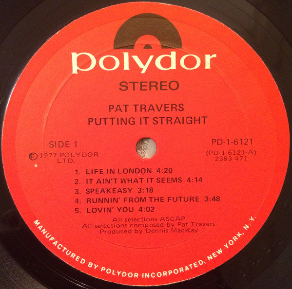 Pat Travers : Putting It Straight (LP,Album)