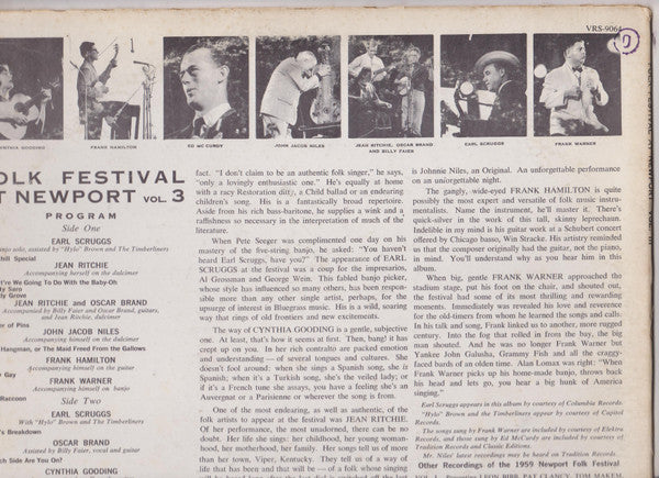 Various : Folk Festival At Newport Vol. 3 (LP,Mono)