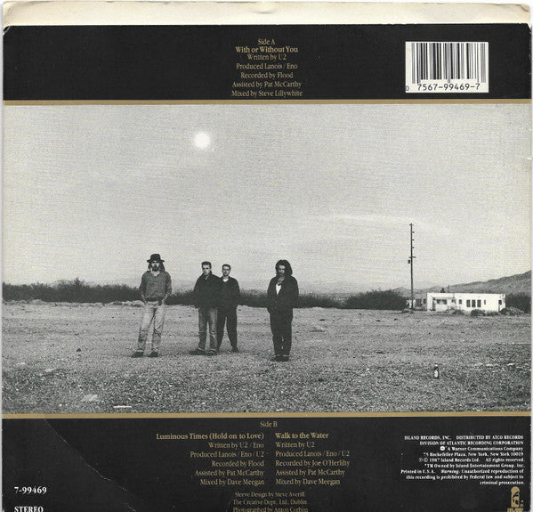 U2 : With Or Without You (7",Single,45 RPM,33 ⅓ RPM)