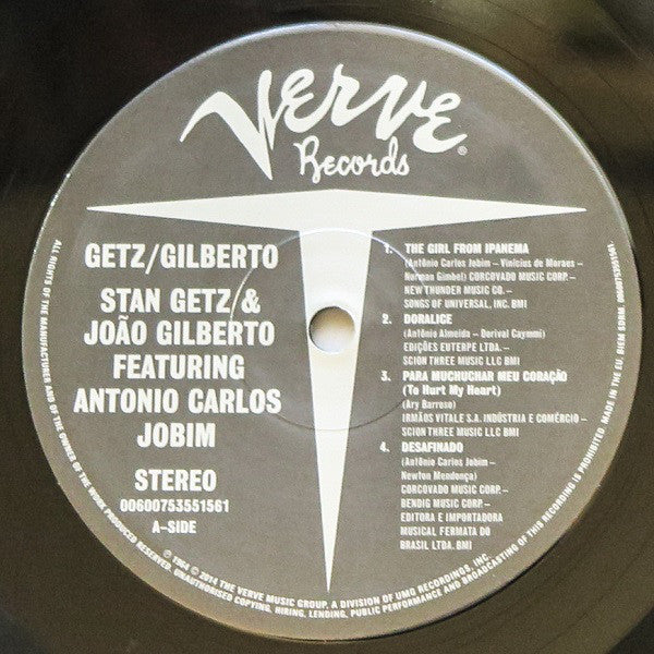 Stan Getz / João Gilberto Featuring Antonio Carlos Jobim : Getz / Gilberto (LP,Album,Reissue)
