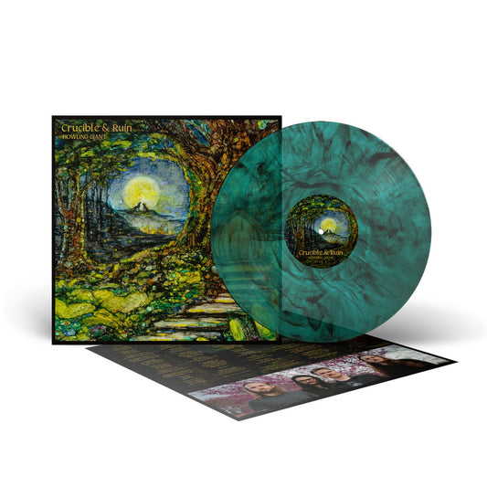 HOWLING GIANT / CRUCIBLE & RUIN TRANSPARENT PETROL GREEN AND BLACK MARBLE VINYL