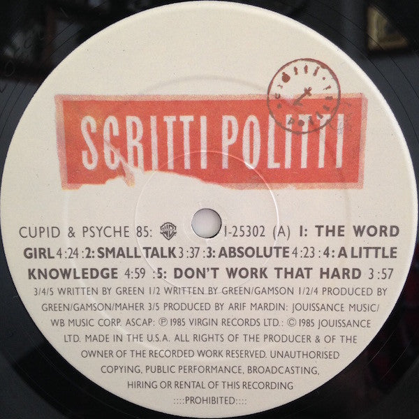 Scritti Politti : Cupid & Psyche 85 (LP,Album)