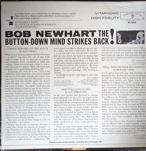 Bob Newhart : The Button-Down Mind Strikes Back! (LP,Album,Mono)
