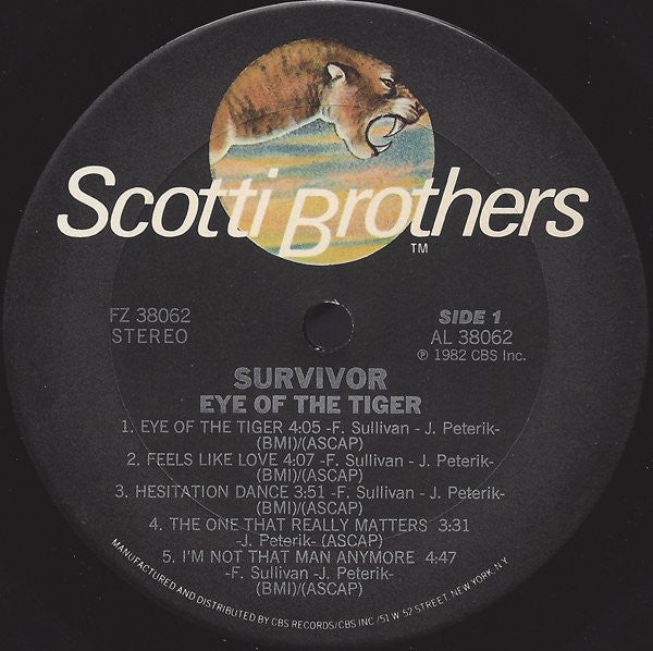Survivor : Eye Of The Tiger (LP,Album,Stereo)