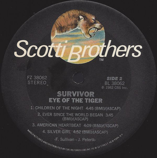 Survivor : Eye Of The Tiger (LP,Album,Stereo)