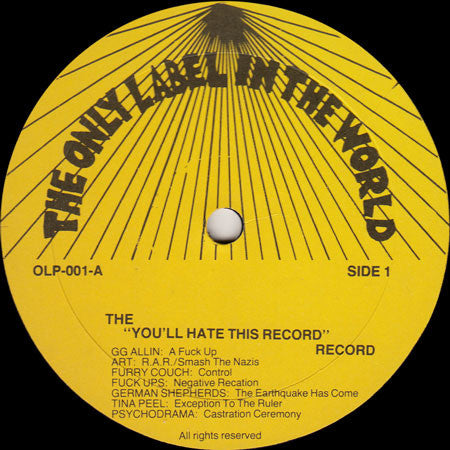 Various : The "You'll Hate This Record" Record (LP,Compilation,Album)