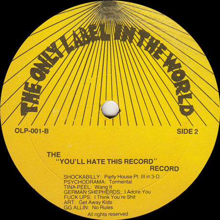 Various : The "You'll Hate This Record" Record (LP,Compilation,Album)
