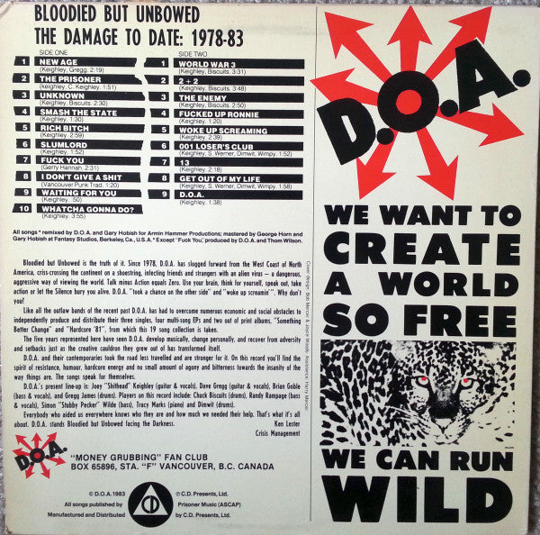 D.O.A. (2) : Bloodied But Unbowed (The Damage To Date: 1978-83) (LP,Compilation)