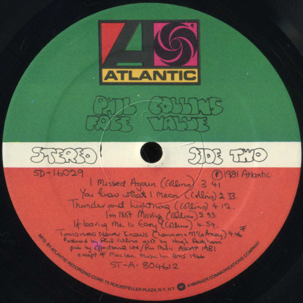 Phil Collins : Face Value (LP,Album,Stereo)