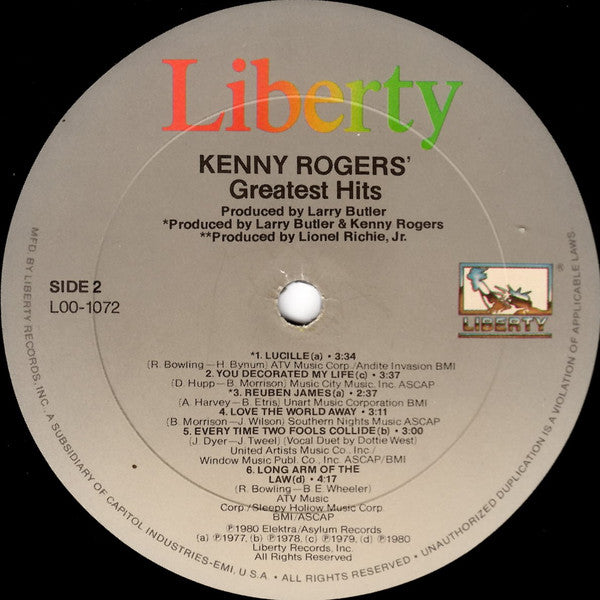 Kenny Rogers : Greatest Hits (LP,Compilation)