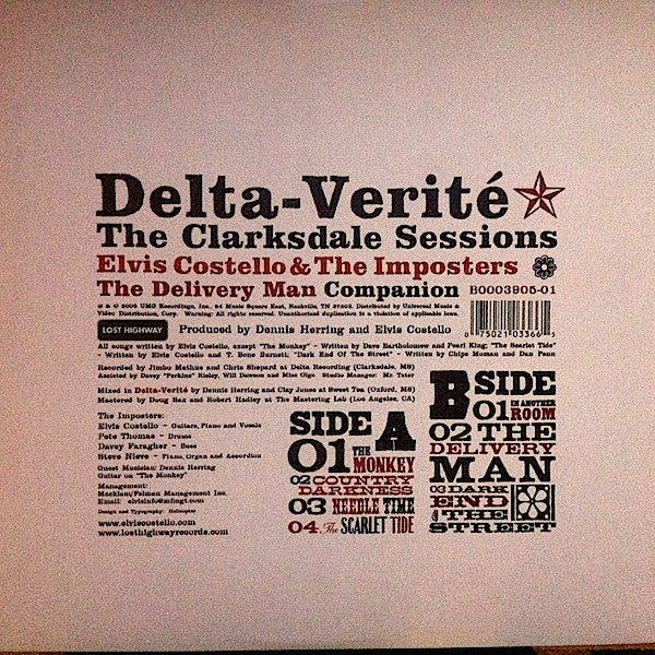 Elvis Costello & The Imposters : Delta-Verité (The Clarksdale Sessions) (The Delivery Man Companion) (10",33 ⅓ RPM)