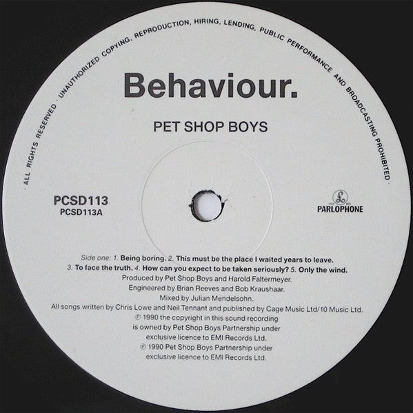 Pet Shop Boys : Behaviour (LP,Album)