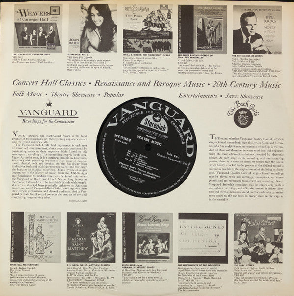 Georg Friedrich Händel, Felix Prohaska / Edmond Appia, Orchester Der Wiener Staatsoper : Water Music / Royal Fireworks Music (LP,Stereo)