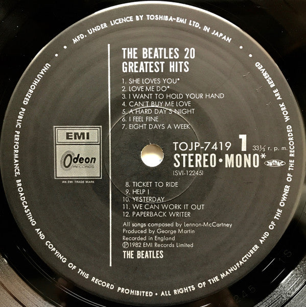 Beatles, The : 20 Greatest Hits (LP,Compilation,Stereo,Mono)