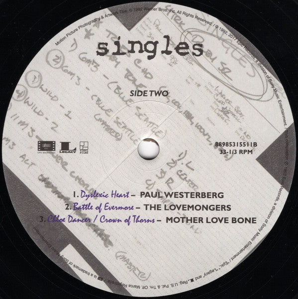 Various : Singles - Original Motion Picture Soundtrack (LP,Compilation,Reissue)