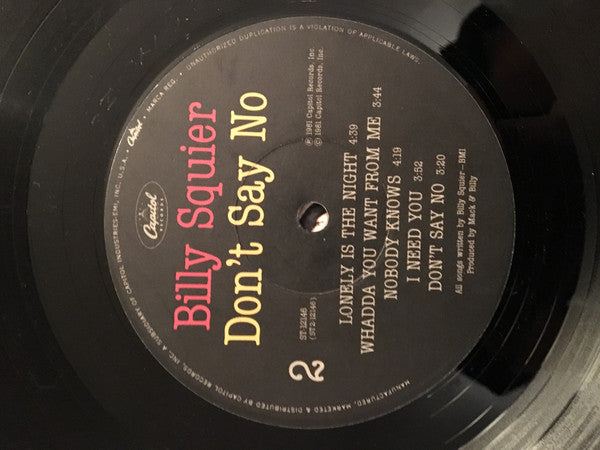 Billy Squier : Don't Say No (LP,Album)