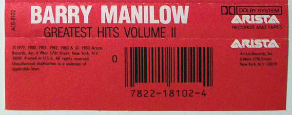 Barry Manilow : Greatest Hits Volume II (Compilation)