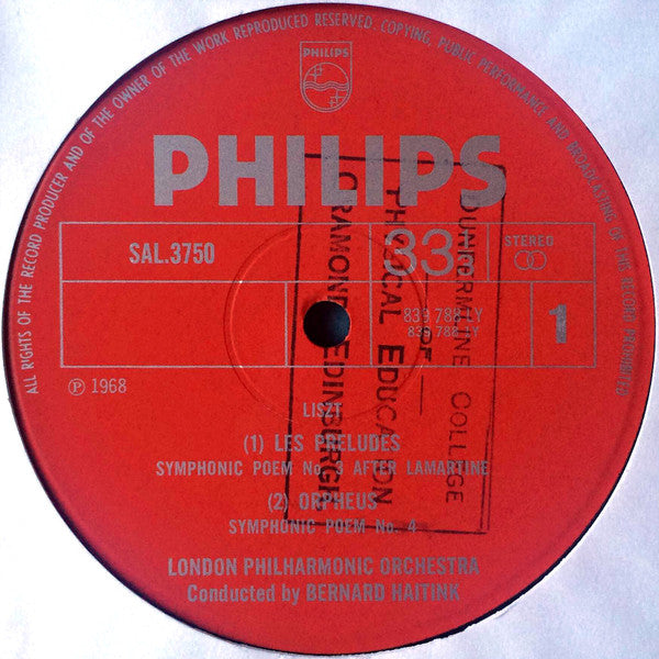Franz Liszt - Bernard Haitink, London Philharmonic Orchestra : Les Préludes / Orpheus / Tasso (LP,Album,Stereo)