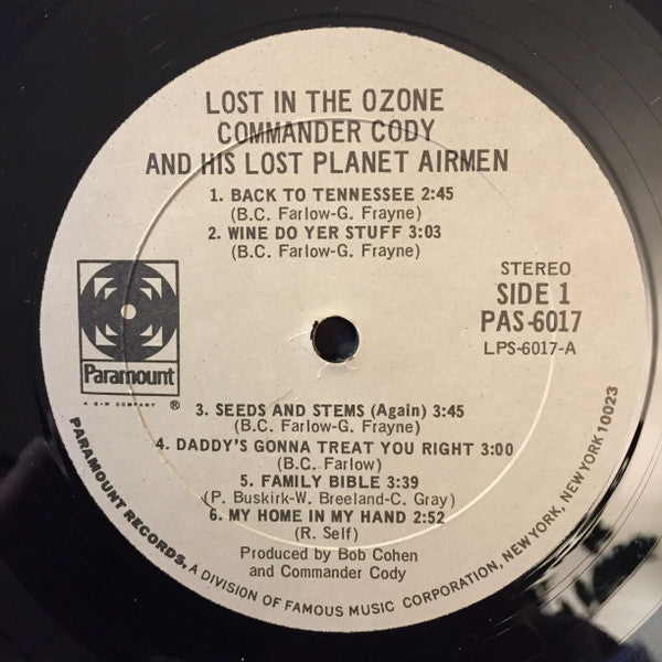 Commander Cody And His Lost Planet Airmen : Lost In The Ozone (LP,Album,Stereo)