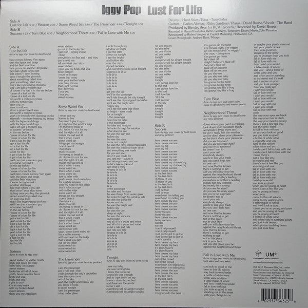 Iggy Pop : Lust For Life (LP,Album,Reissue,Remastered)