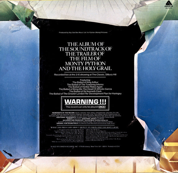 Monty Python : The Album Of The Soundtrack Of The Trailer Of The Film Of Monty Python And The Holy Grail (Executive Version) (LP,Album)