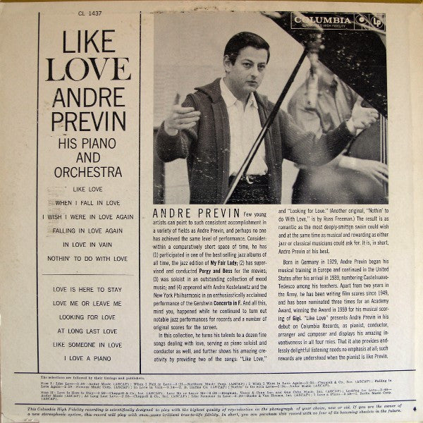 André Previn : Like Love (LP,Album,Mono)