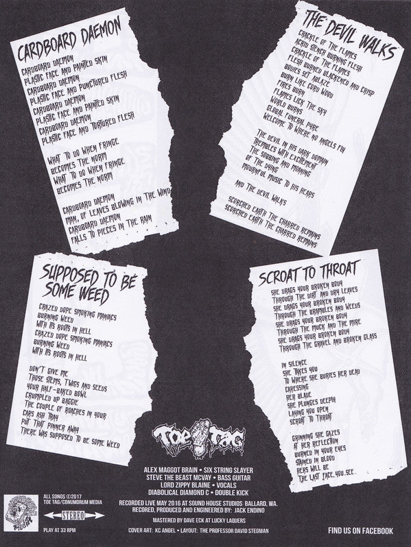 Toe Tag (3) : Throat To Scroat (12",33 ⅓ RPM,Single Sided,EP,Etched,Numbered)