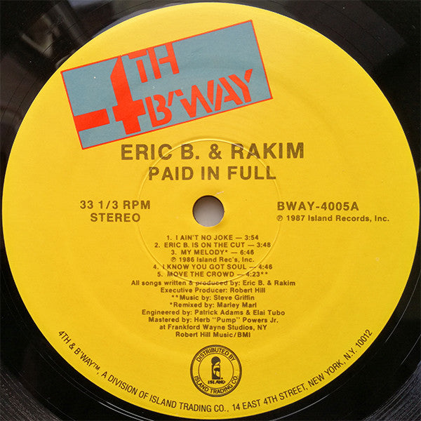 Eric B. & Rakim : Paid In Full (LP,Album)